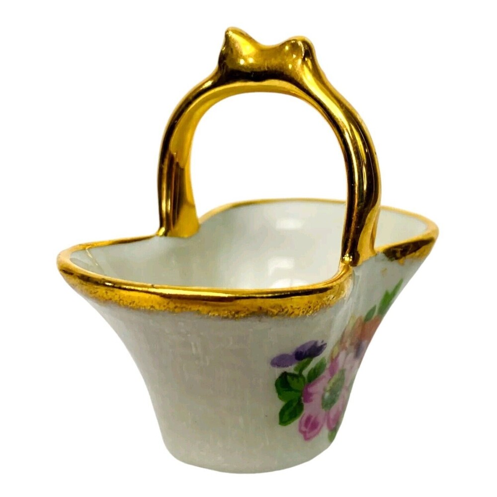 Vintage Limoges Porcelain Flower Garden Basket Doll House Porcelaine d' Art - Picture 8 of 14